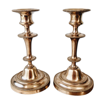 Duo of brass candle holders