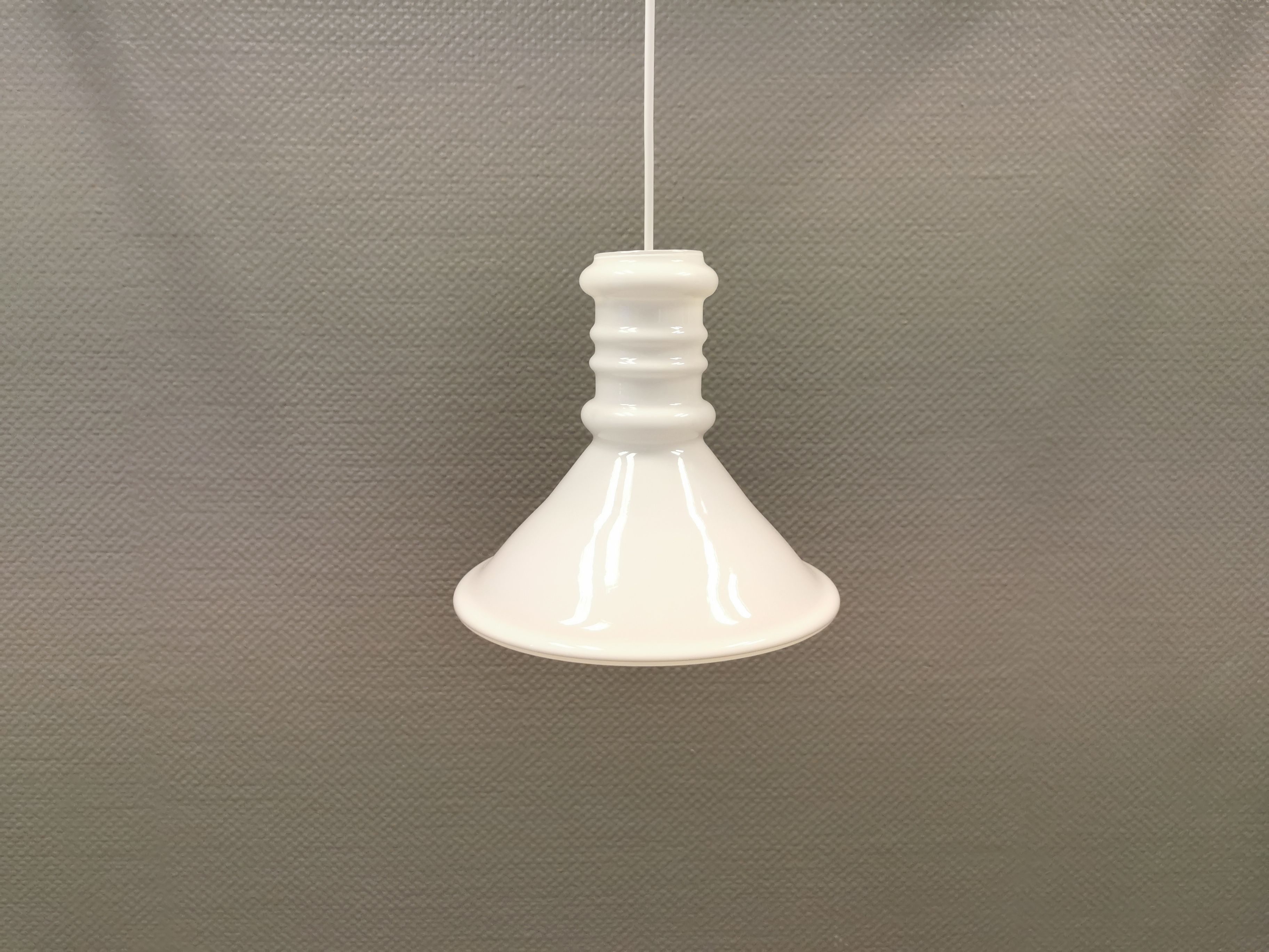 Older glass hanging lamp from Danish Holmegaard, model Apoteker lamp from the 1980s.