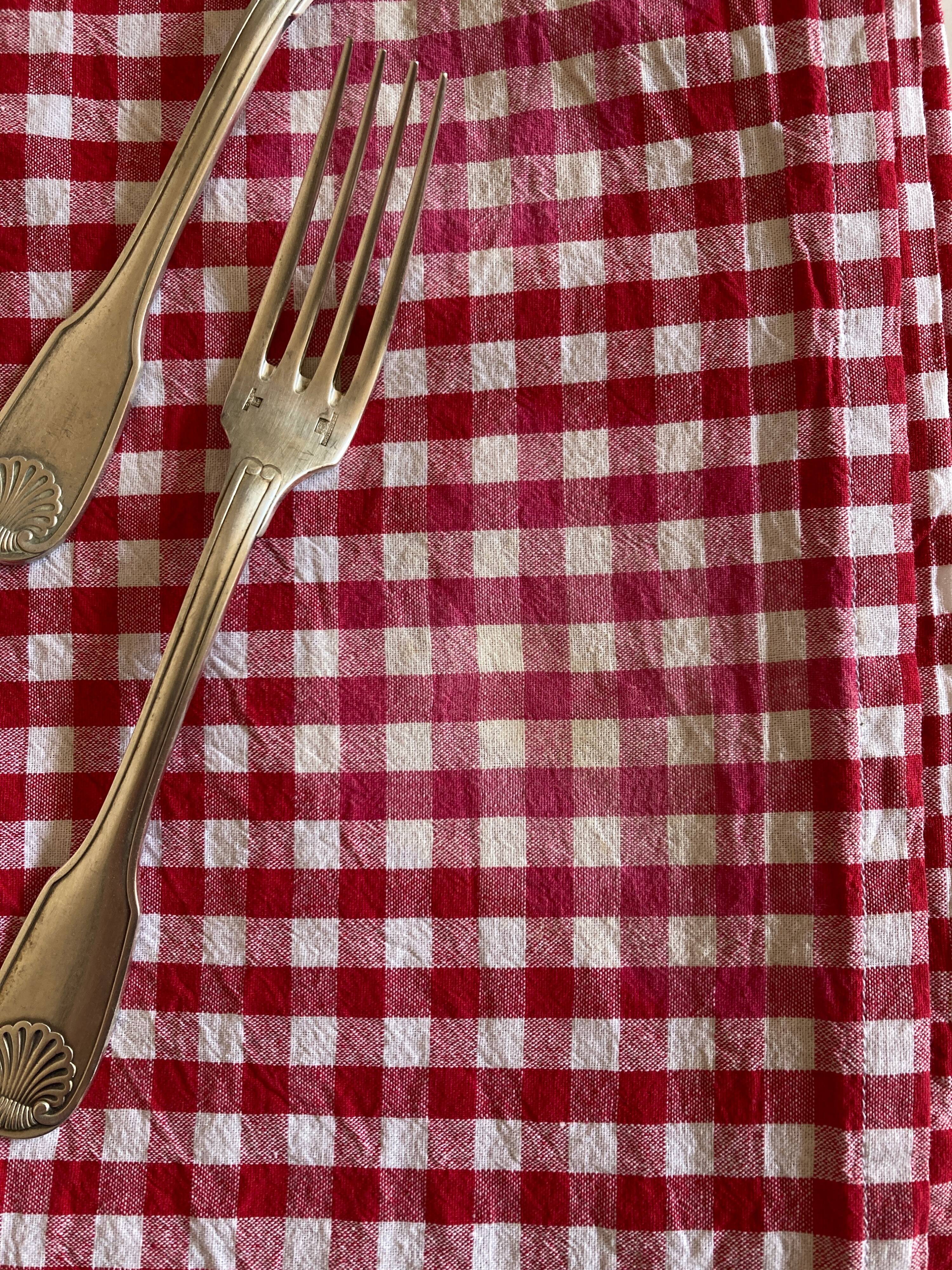 XXXL country tablecloth in poppy red gingham canvas