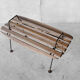 Stool with minimalist wood and metal slats