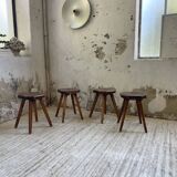 Pine stools with curved seat from the 50s