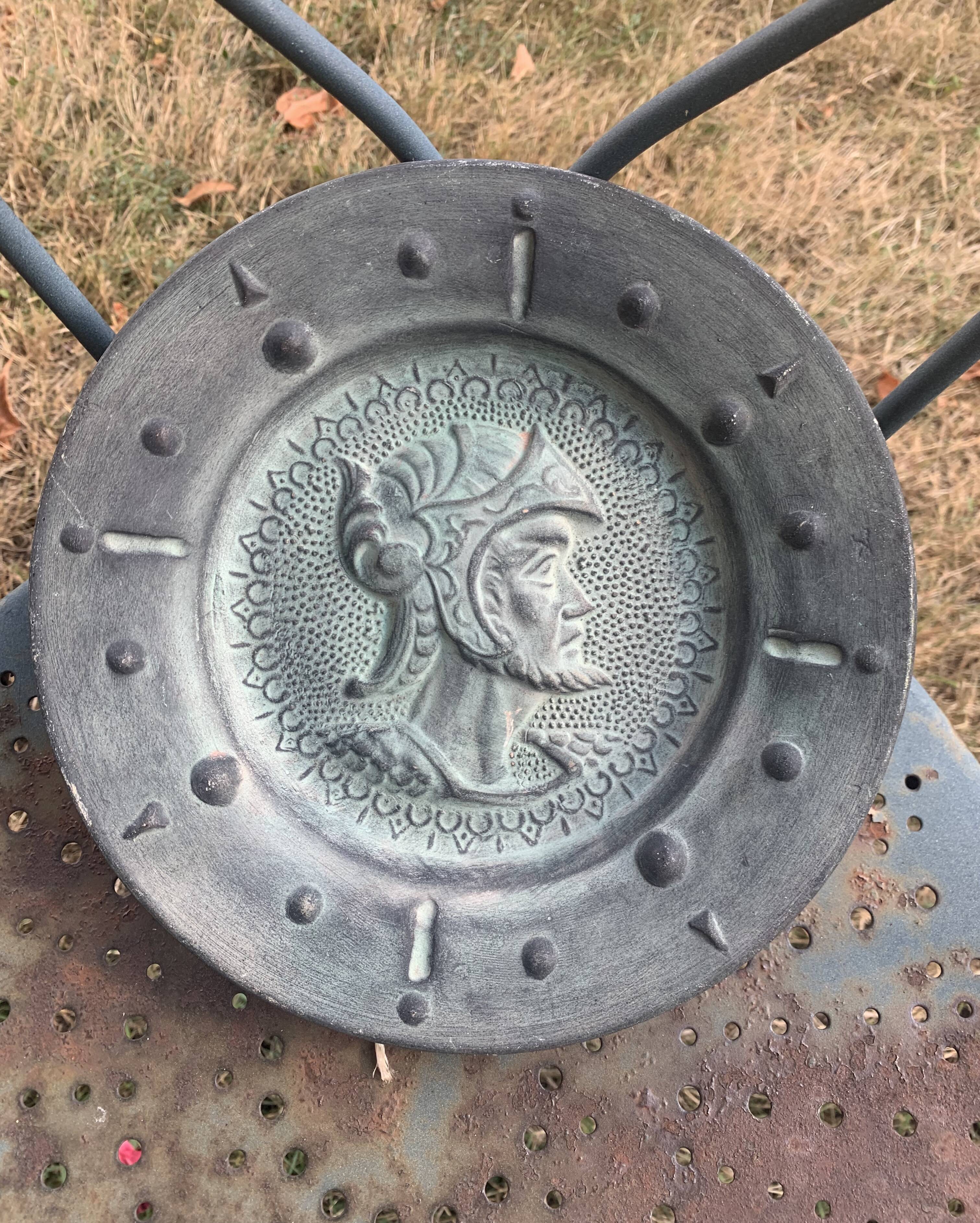 Decorative plate of a Greco-Roman soldier, terracotta, vintage