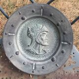 Decorative plate of a Greco-Roman soldier, terracotta, vintage