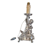 Christofle silver-plated bronze cherub 1870 mounted as a lamp