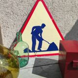 Panneau de chantier travaux vintage