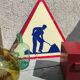 Panneau de chantier travaux vintage