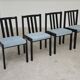 Set of 4 modernist black chairs with light blue ribbed fabric