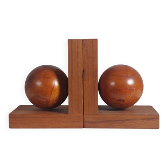 Wooden Art Deco bookends sphere decor