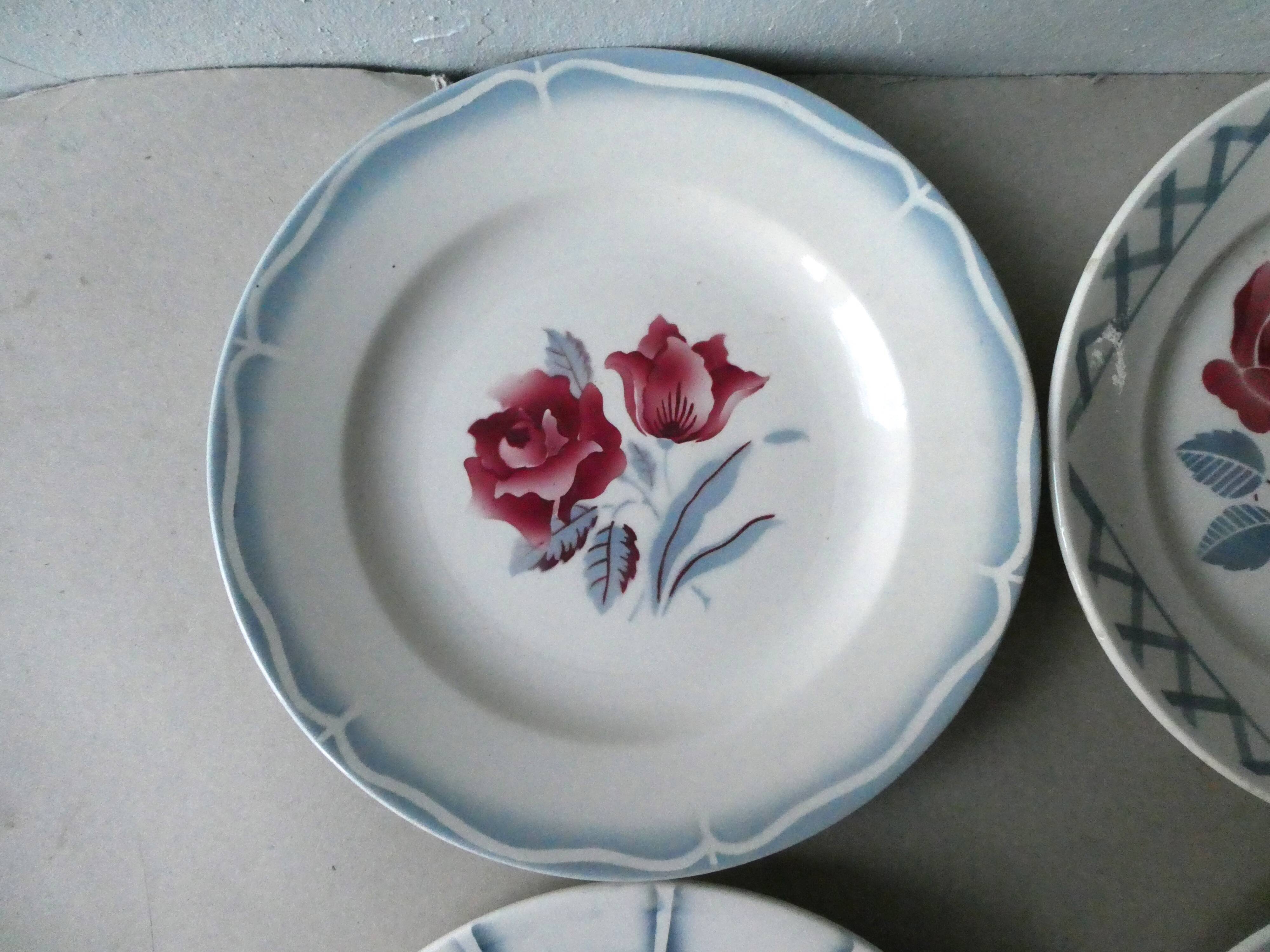 Set of 6 dinner plates Digoin Sarreguemines 40-50 years