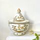 Covered candy jar signed M Malicorne, Moustiers decor