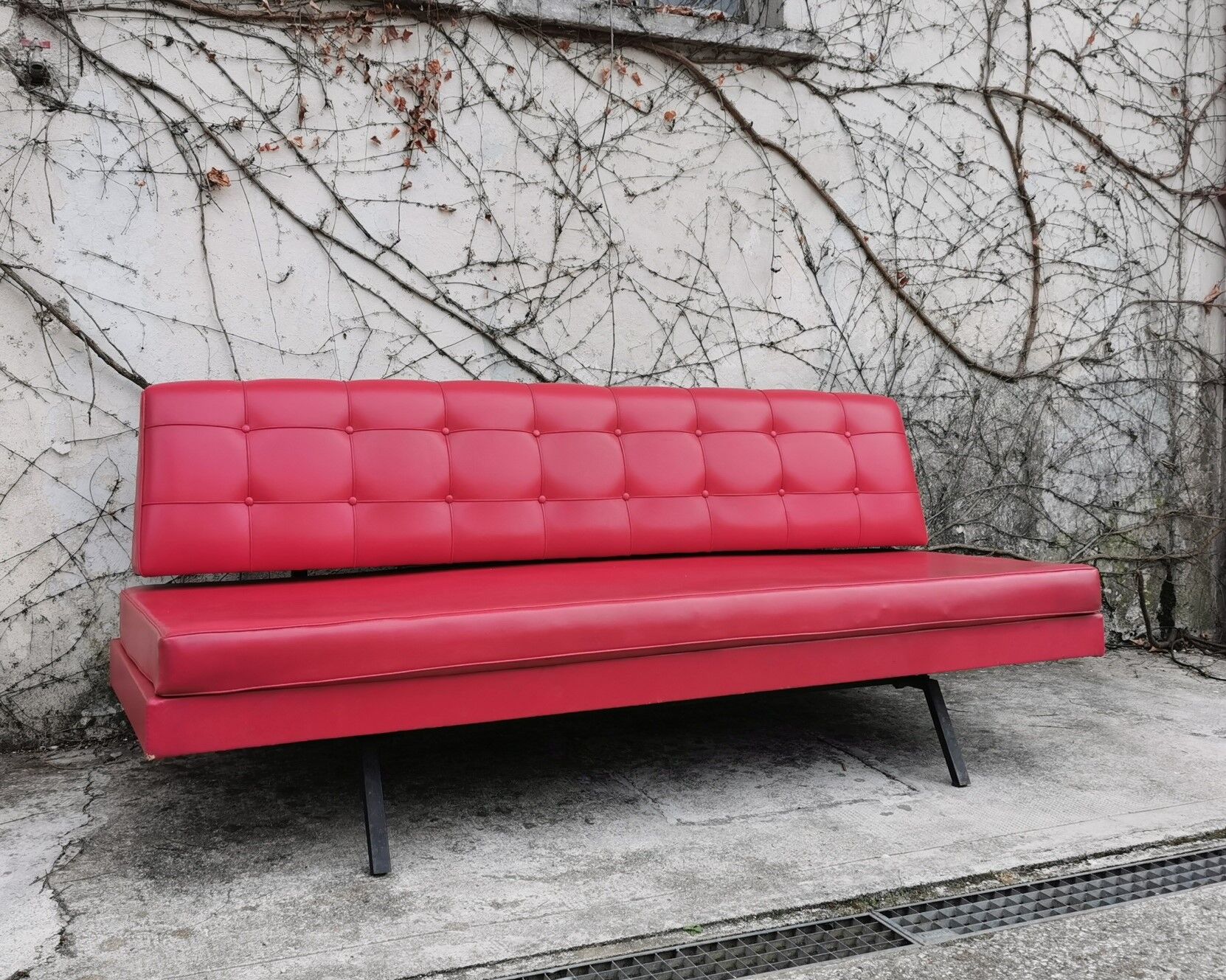 Red leatherette sofa, 1970s