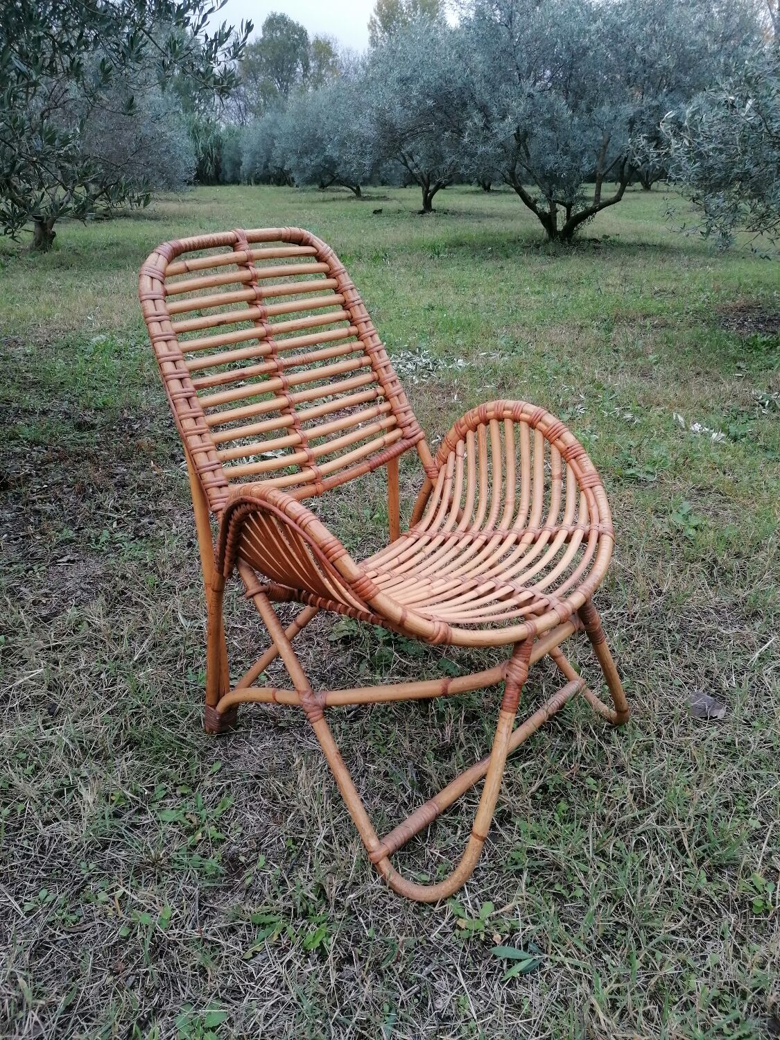 Vintage rattan armchair by Dirk Van Sliedregt for Rohe Noordwolde.