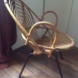 Rattan and vintage metal armchair