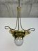 Brass Art Nouveau chandelier with red crystals