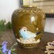 Vase en barbotine oiseaux Japon