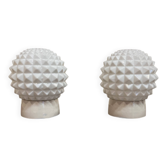 Paire d'appliques opaline Design scandinave 1950.