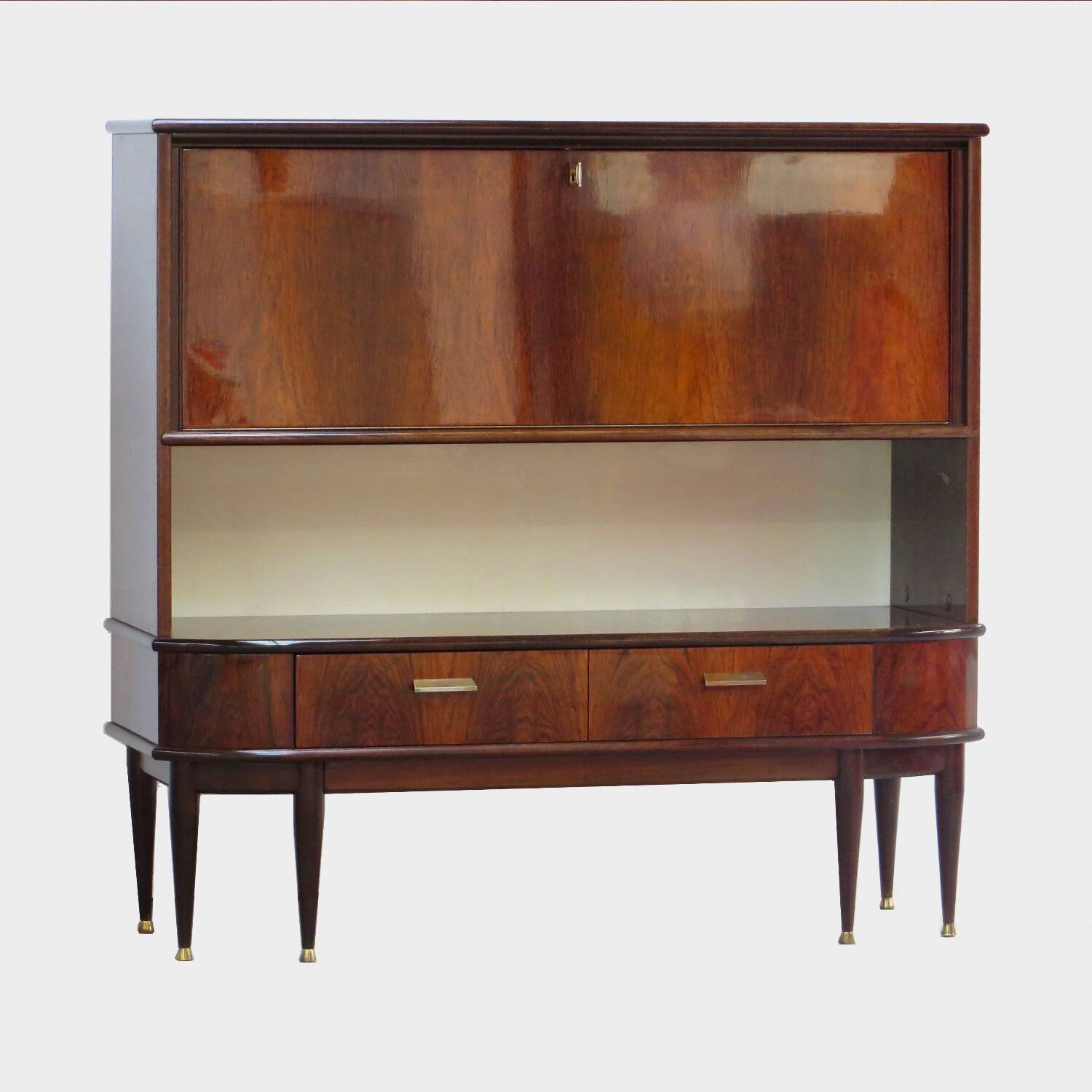 Vintage mid century Art Deco secretary bar cabinet in rosewood, 1930s