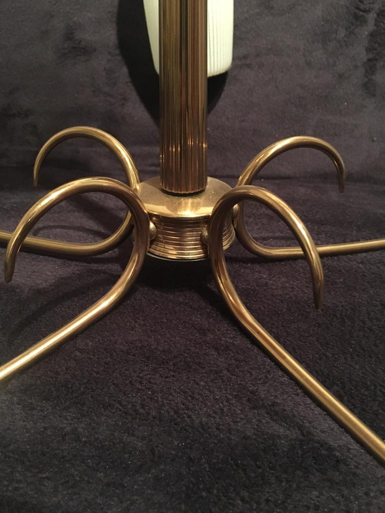 Brass and opaline chandelier