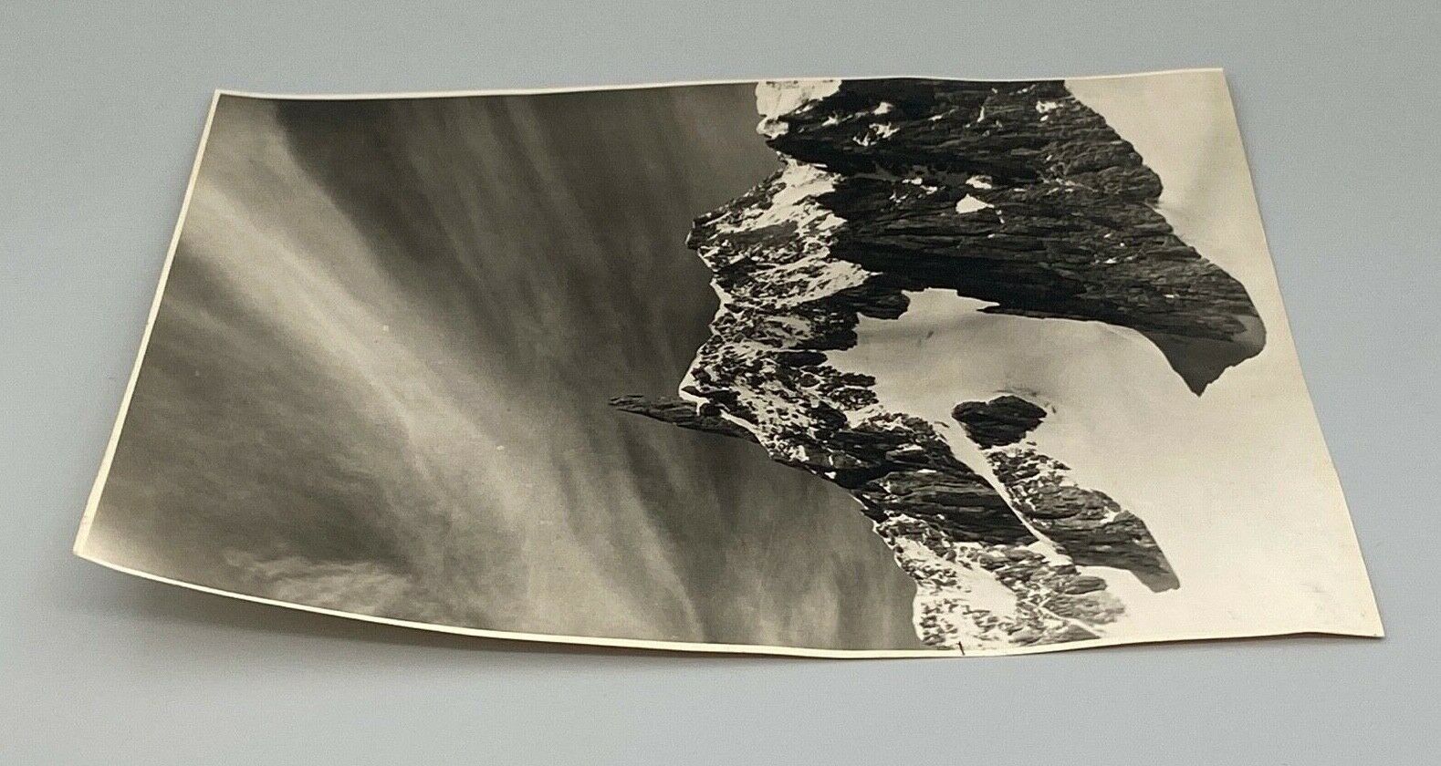 Old photo in black and white mountain summit artistic snow