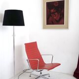 Chrome and black velvet Staff light floor lamp