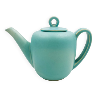 80s blue ceramic teapot