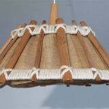 Vintage pendant lamp in wood and canvas 1970
