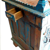 Damchaya Chest Blue Original Piece Old Teak with Secrets 150x108x65cm