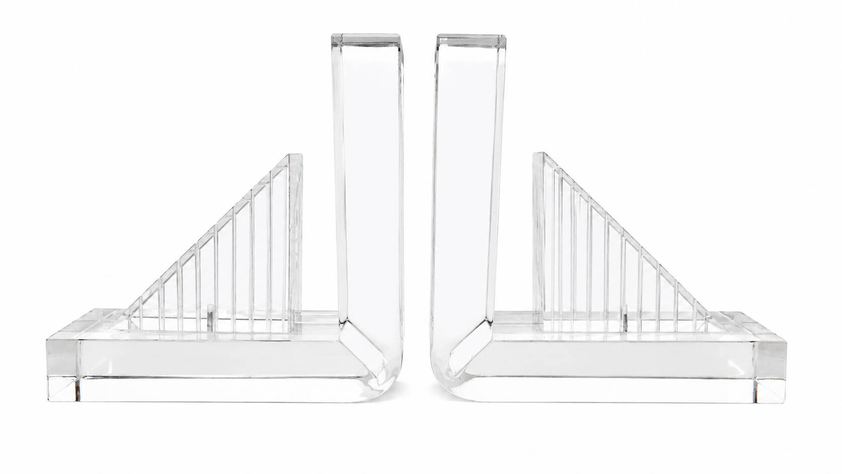 Bookends in solid methacrylate – Rare modernist design, 1980s