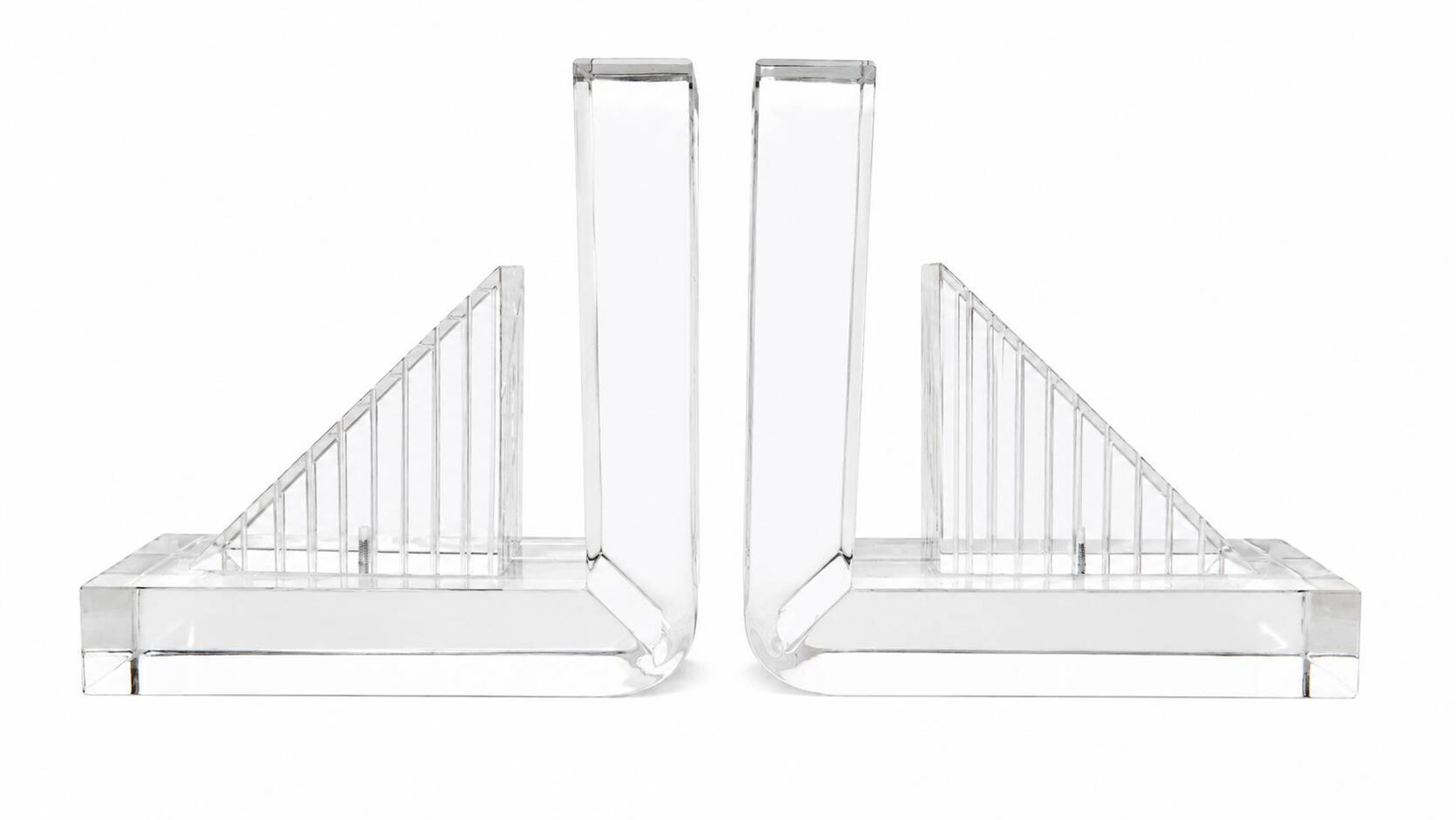 Serre-livres en méthacrylate massif – Design moderniste rare, années 1980