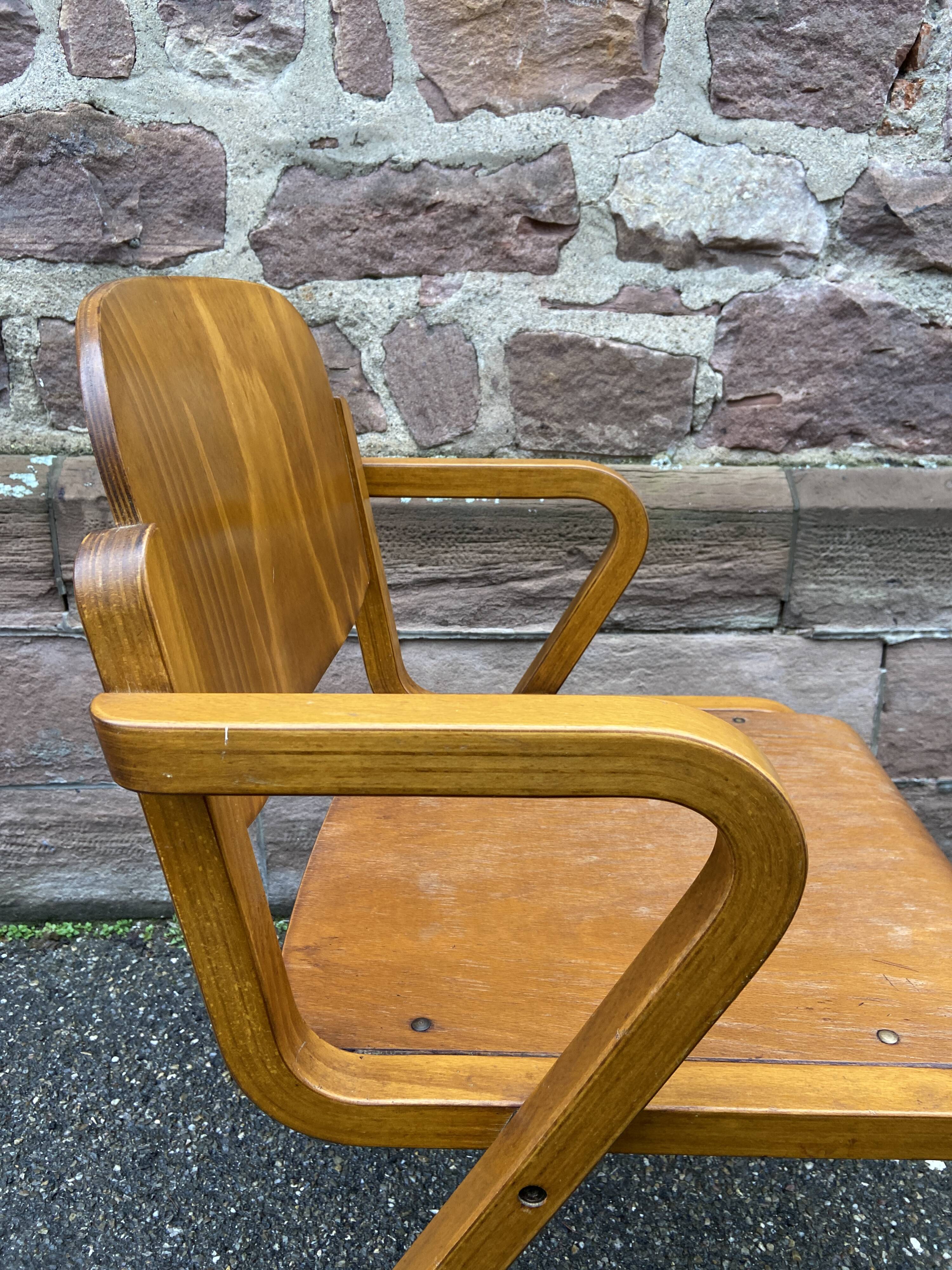 vintage Scandinavian wooden office armchair