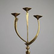 Solid Brass Three-Arm Candelabra — Modernist, 1960s