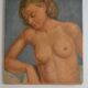 Old painting portrait nude woman oil on panel