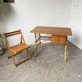 Louis Sognot rattan desk and its chair