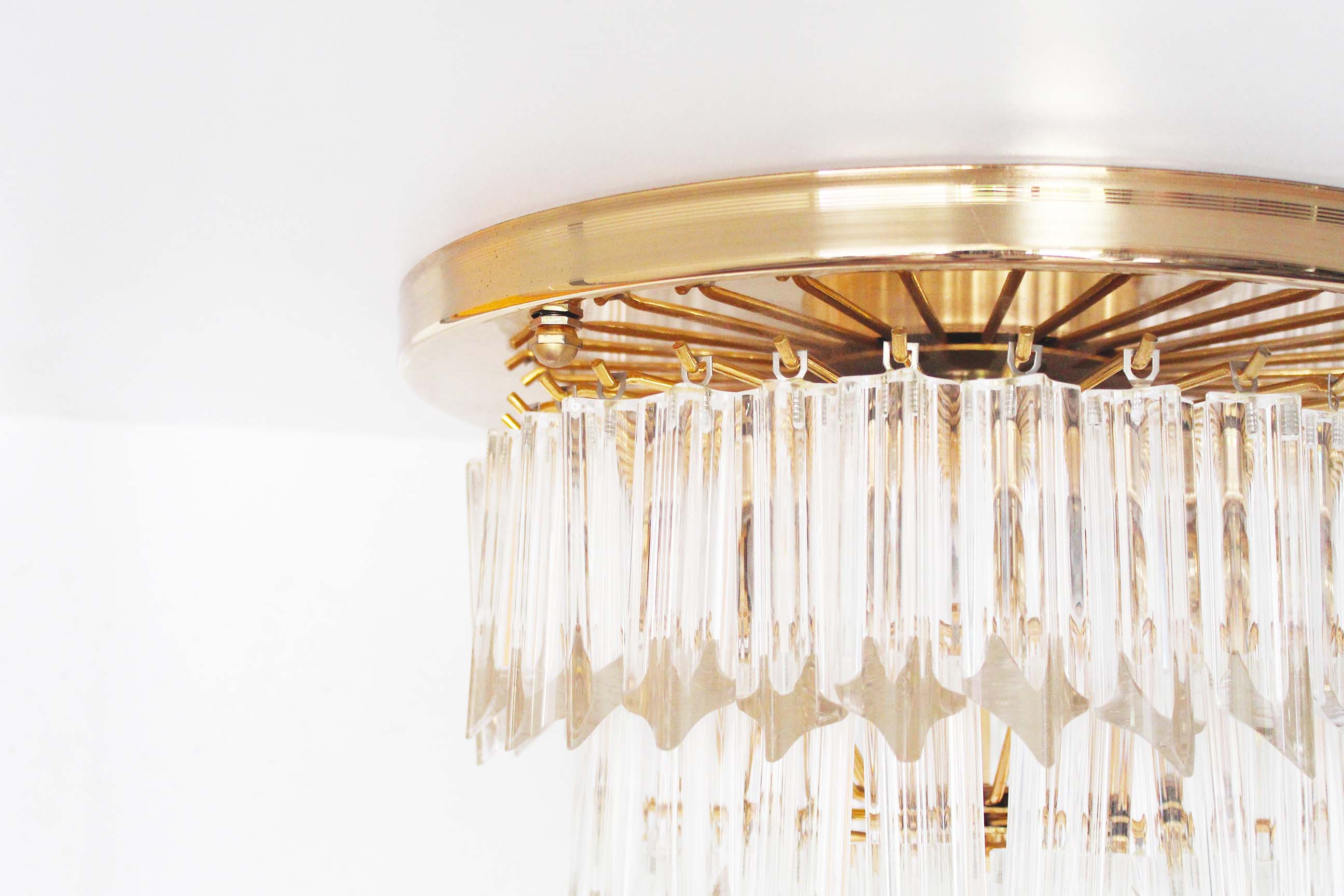 Incredible and large 'Triedri' flush mount light by Paolo Venini for Venini