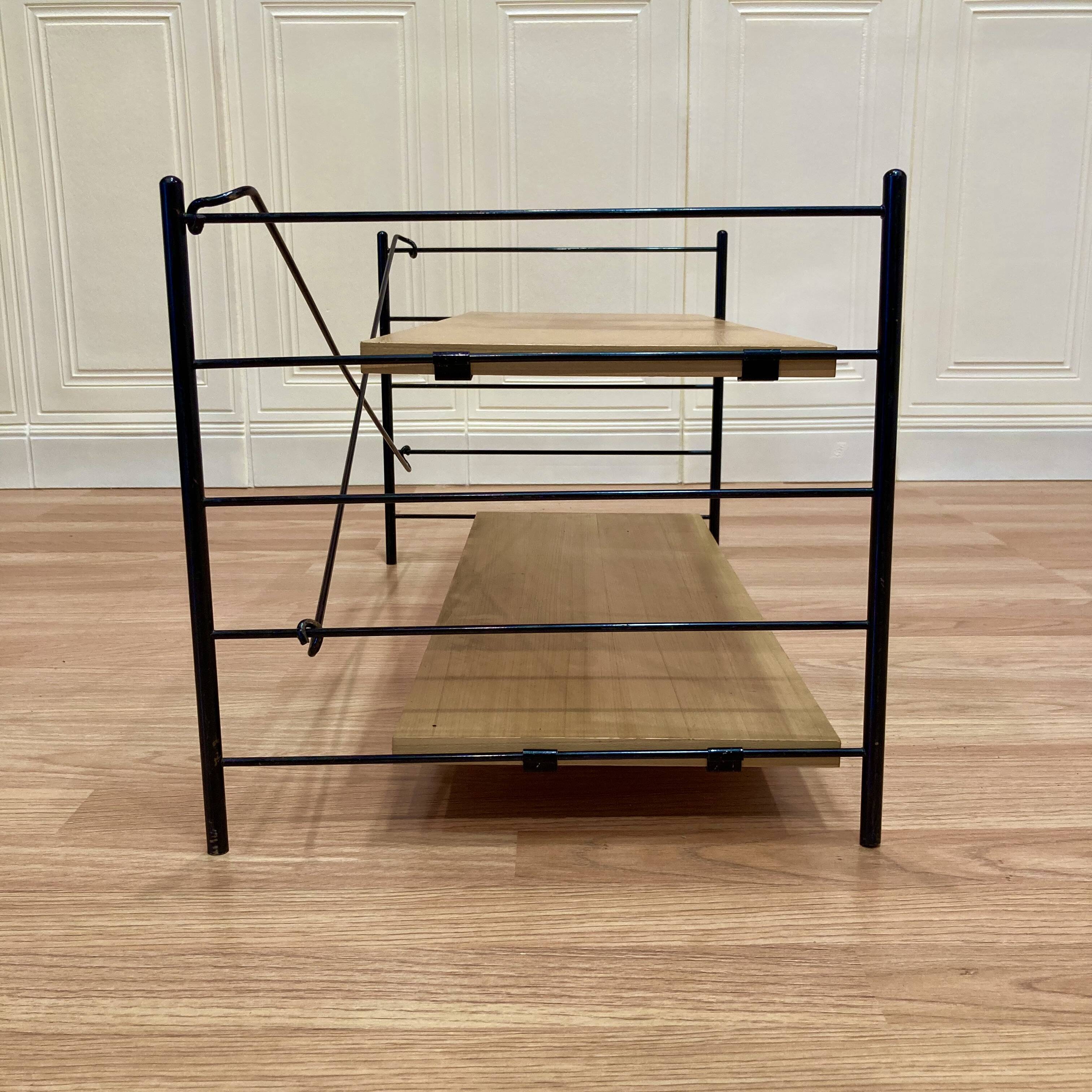 Étagère modulable métal et bois design scandinave 1960.