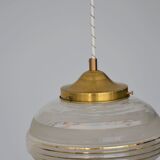 Suspension globe in frosted glass with golden edges