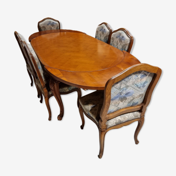 Cherry wood table and chairs set