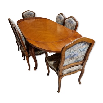 Cherry wood table and chairs set