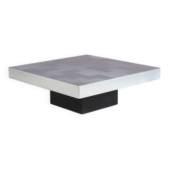 1970s Brushed aluminium coffee table from Italy