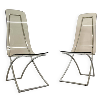 Pair of CH4 chairs by Edmond Vernassa, 1973
