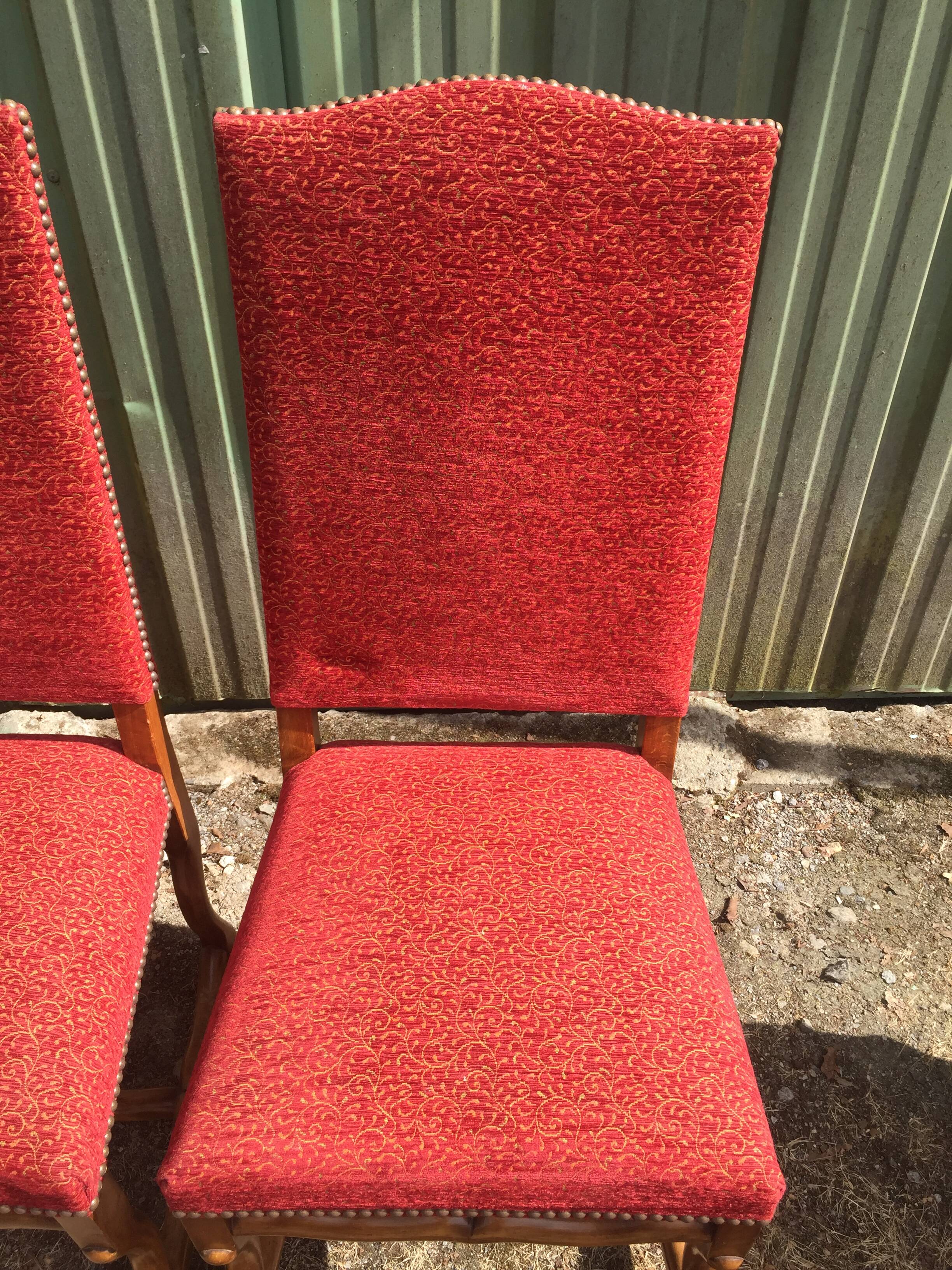 Vintage Louis XIII style chairs sheep bones in beech and velvet.
