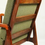Fauteuil vintage avec coussins et boucles vertes en bois, 1980