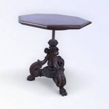 Table basse / d'appoint réglable en bois sculpté - Style Henri II - 1900.
