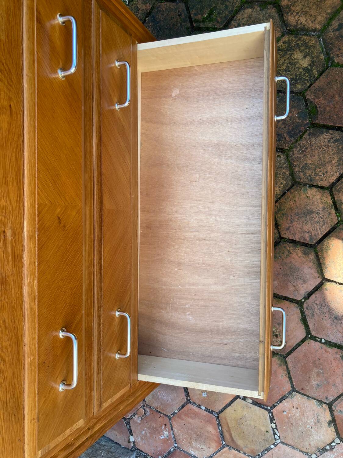 Vintage chest of drawers with compass feet