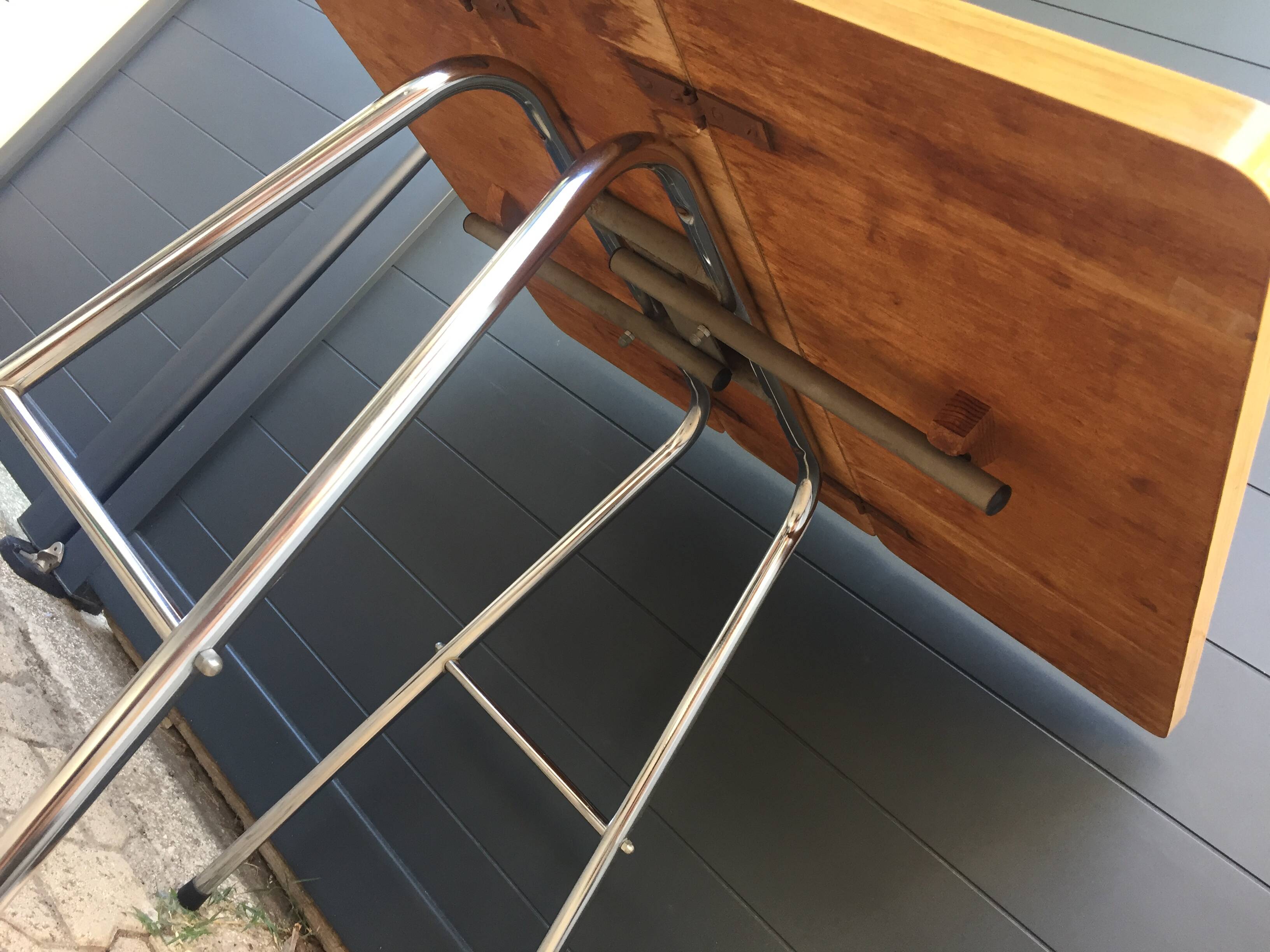 Folding Side Table in Formica & Chromed Metal Vintage Retro 1960 - 1970