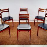 Suite of 6 chairs in beech and black skai