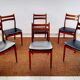 Suite of 6 chairs in beech and black skai