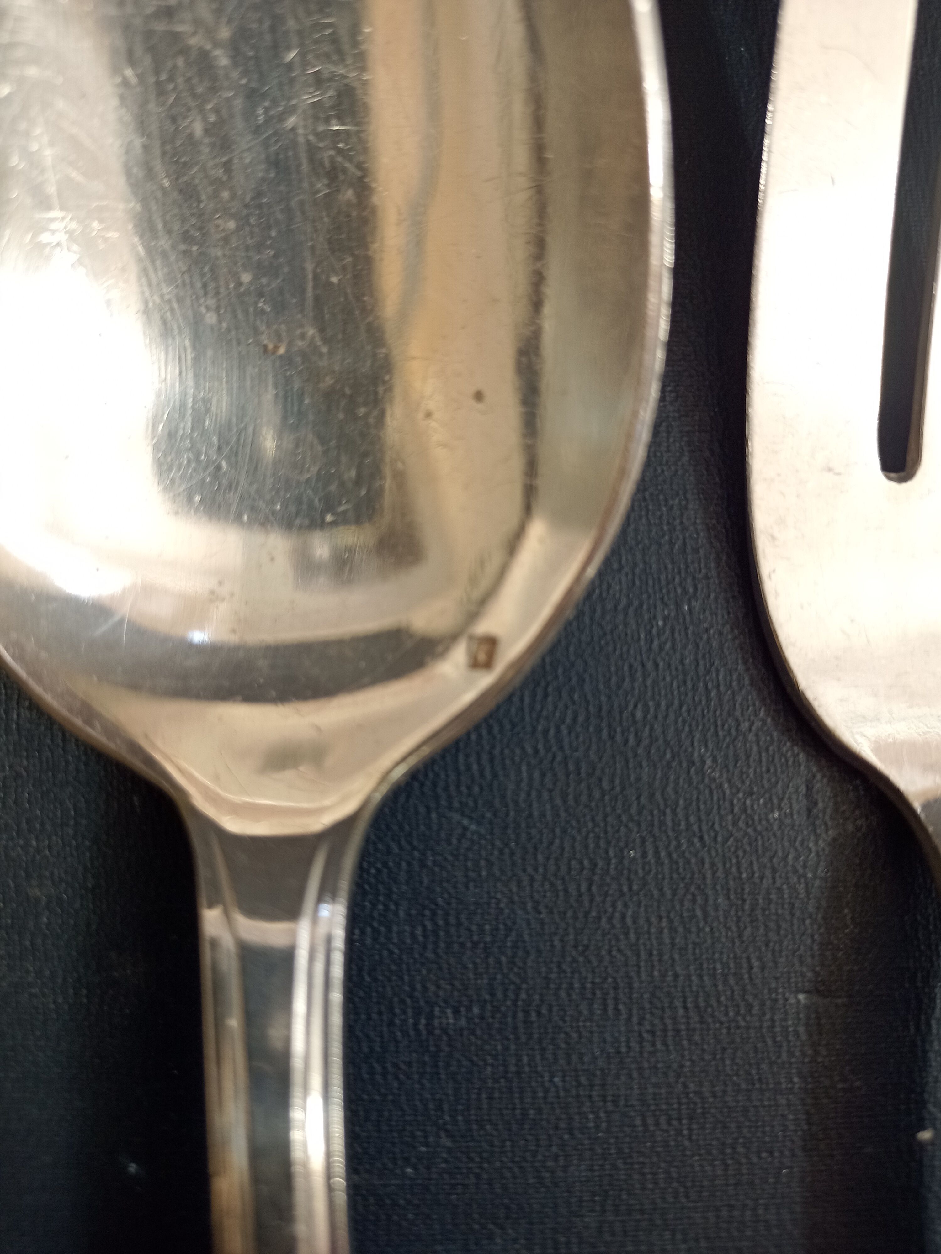 Silver metal service cutlery