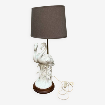 White porcelain Flamingos lamp