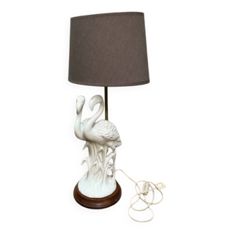 Lampe Flamants porcelaine blanche